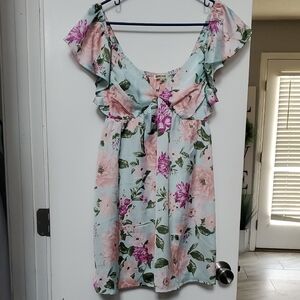 Floral Ruffle Sleeve Dress